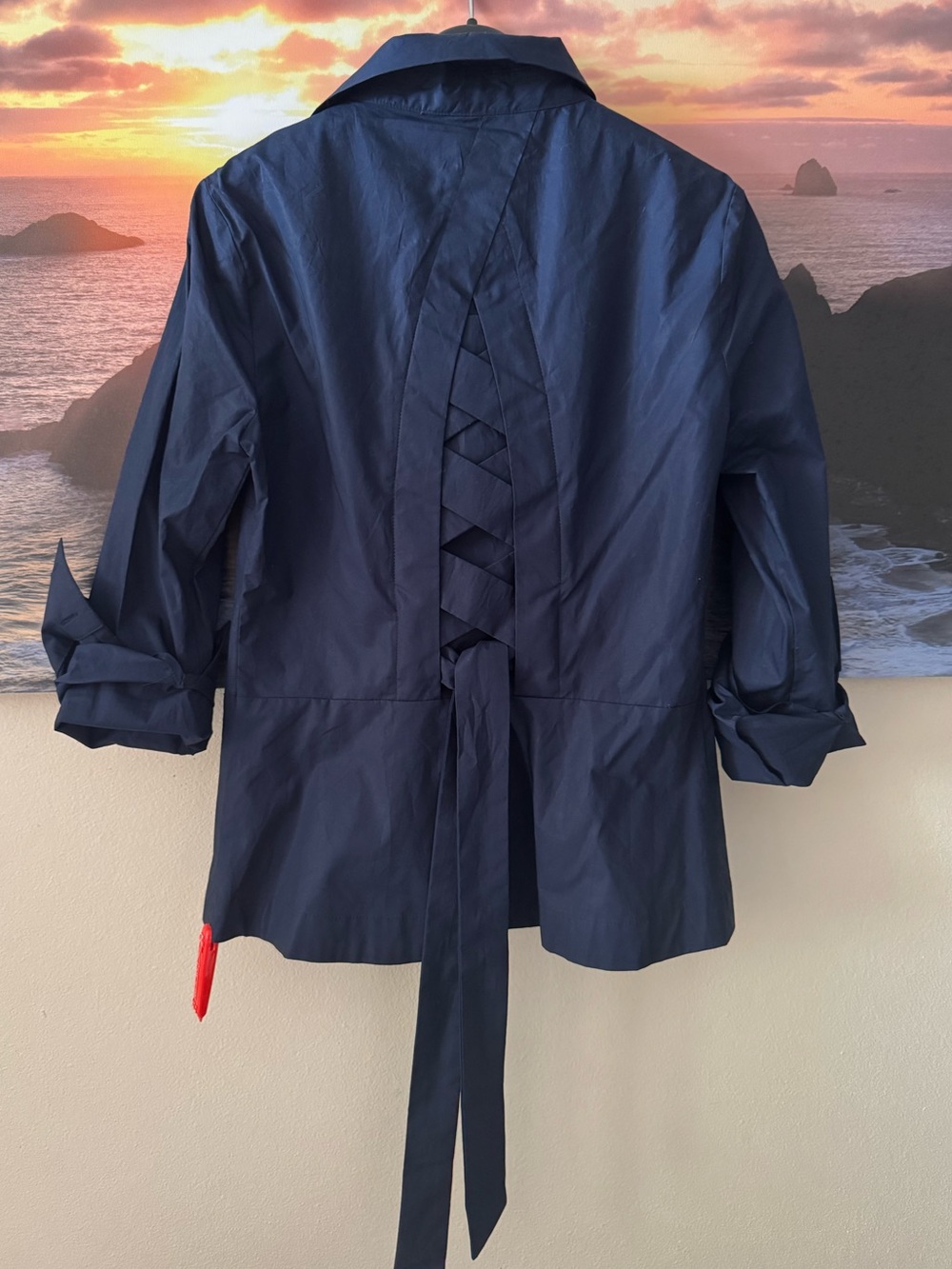 Derek Lam 10 Midnight Blue Long Sleeve Back Tie Detail Button Down Shirt/ 4/ NWT